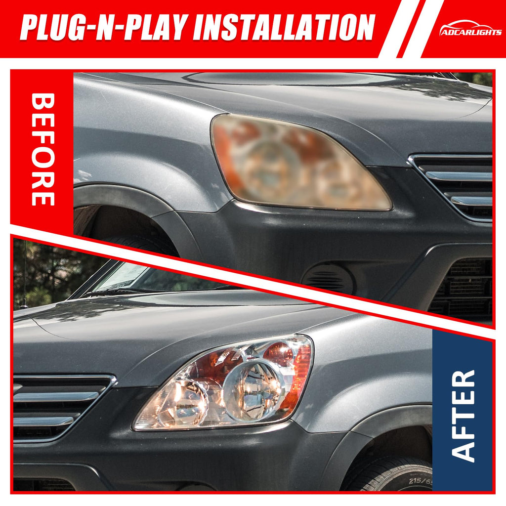 Headlight Chrome Housing Amber Reflector Replacement Pair O661683