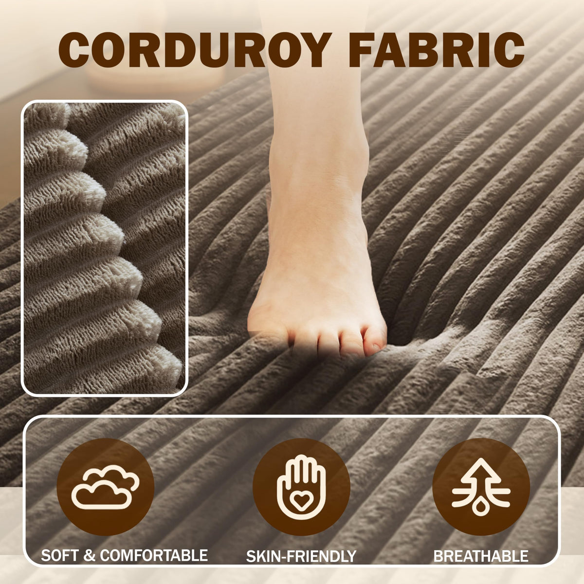 Brown Corduroy Convertible Futon Sofa Bed B3707