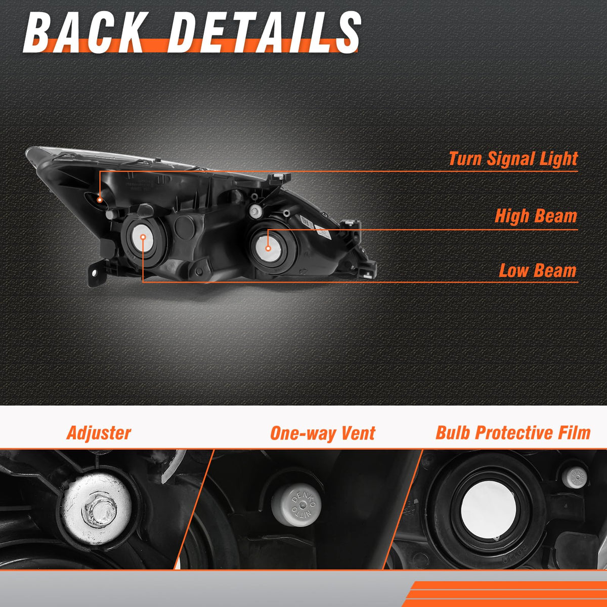 2003-2007 Honda Accord Black Headlights Assembly Pair N4503
