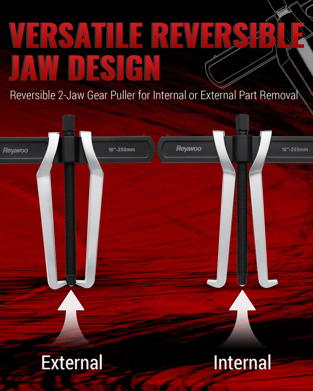 2-Jaw Gear Puller Set, 2 Pack Heavy-Duty Bearing, Flywheel, Pulley and Gear Remover Tool E161046