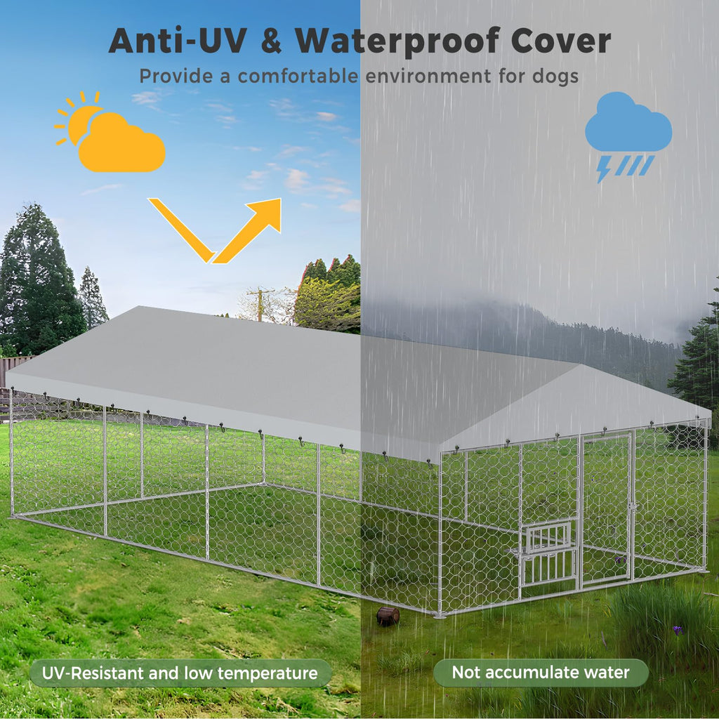 10×20FT Heavy Duty Chain Link Dog Kennel with Roof P832