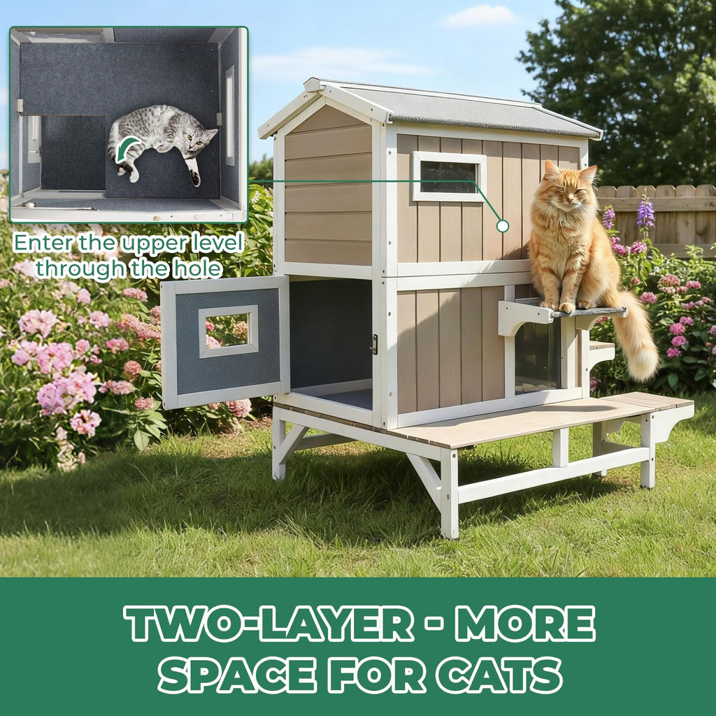 Insulated 2-Story Outdoor Cat House P14188