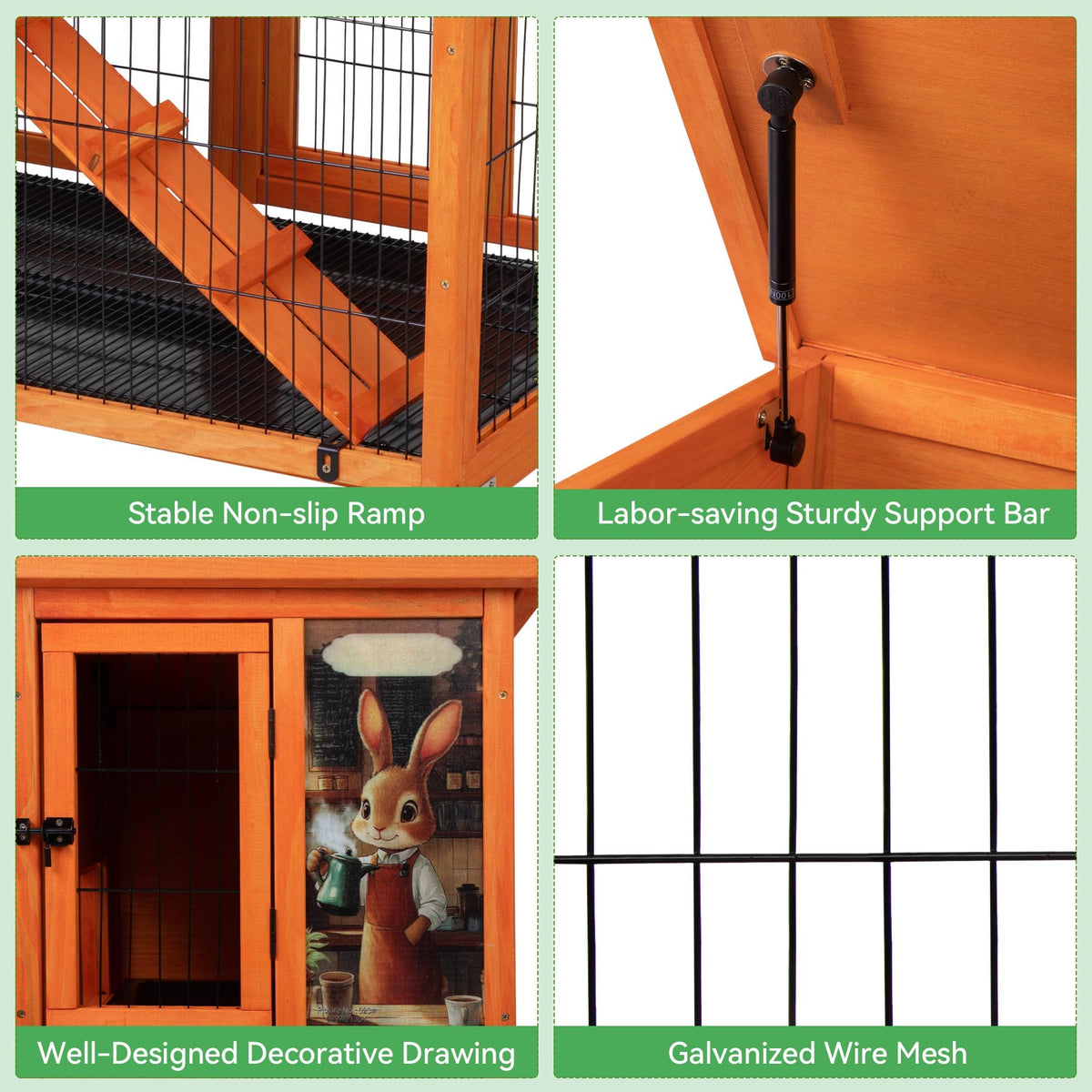 Rabbit Hutch with Wire Floor & Removable Tray E378