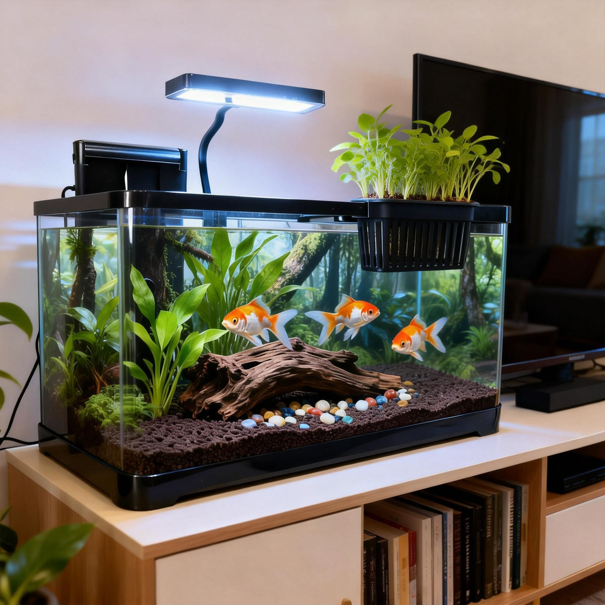 5 Gallon Plastic Aquarium Starter Kit with Filter and LED Light Q83063