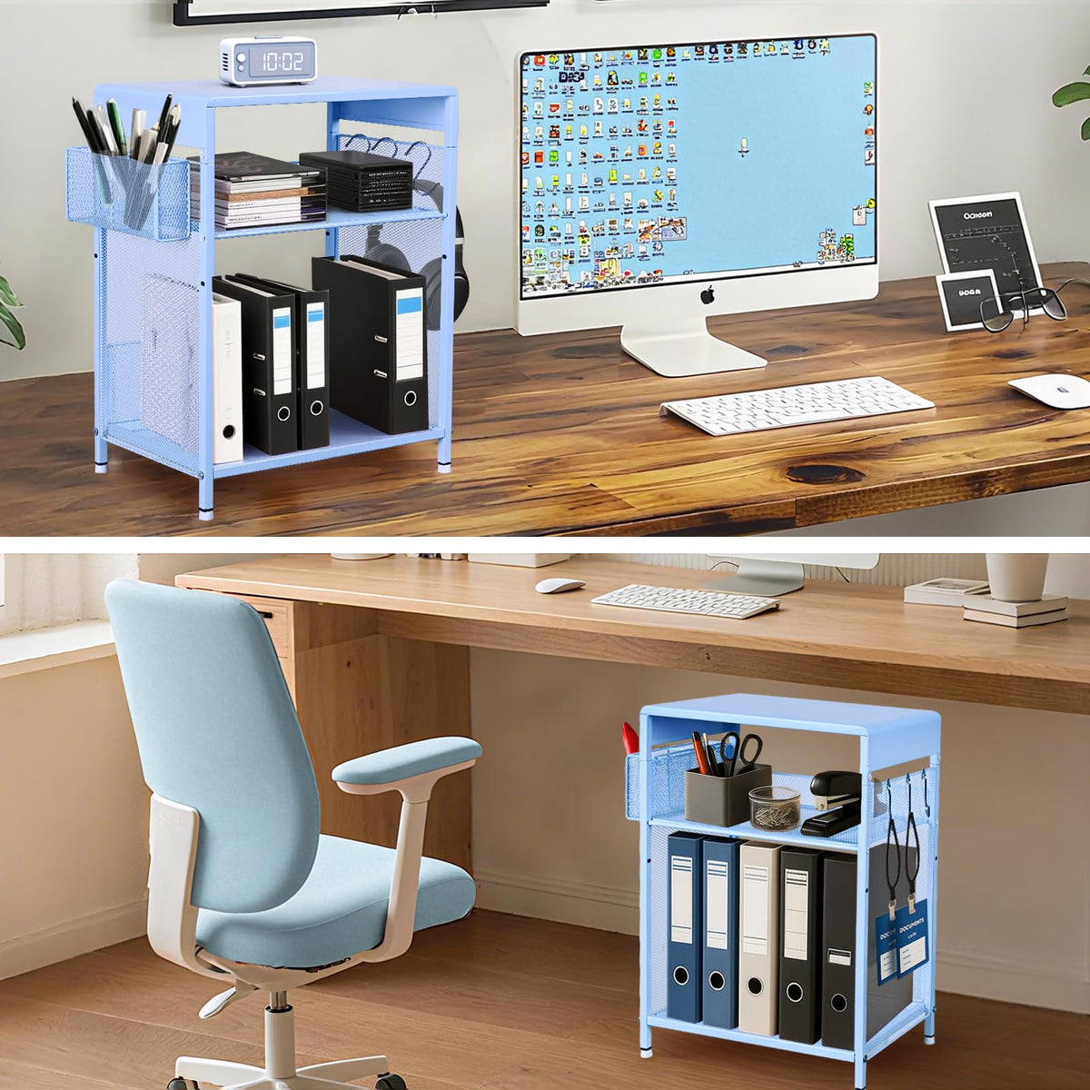 Sky Blue Kids Nightstand with Hooks and Holder H73107