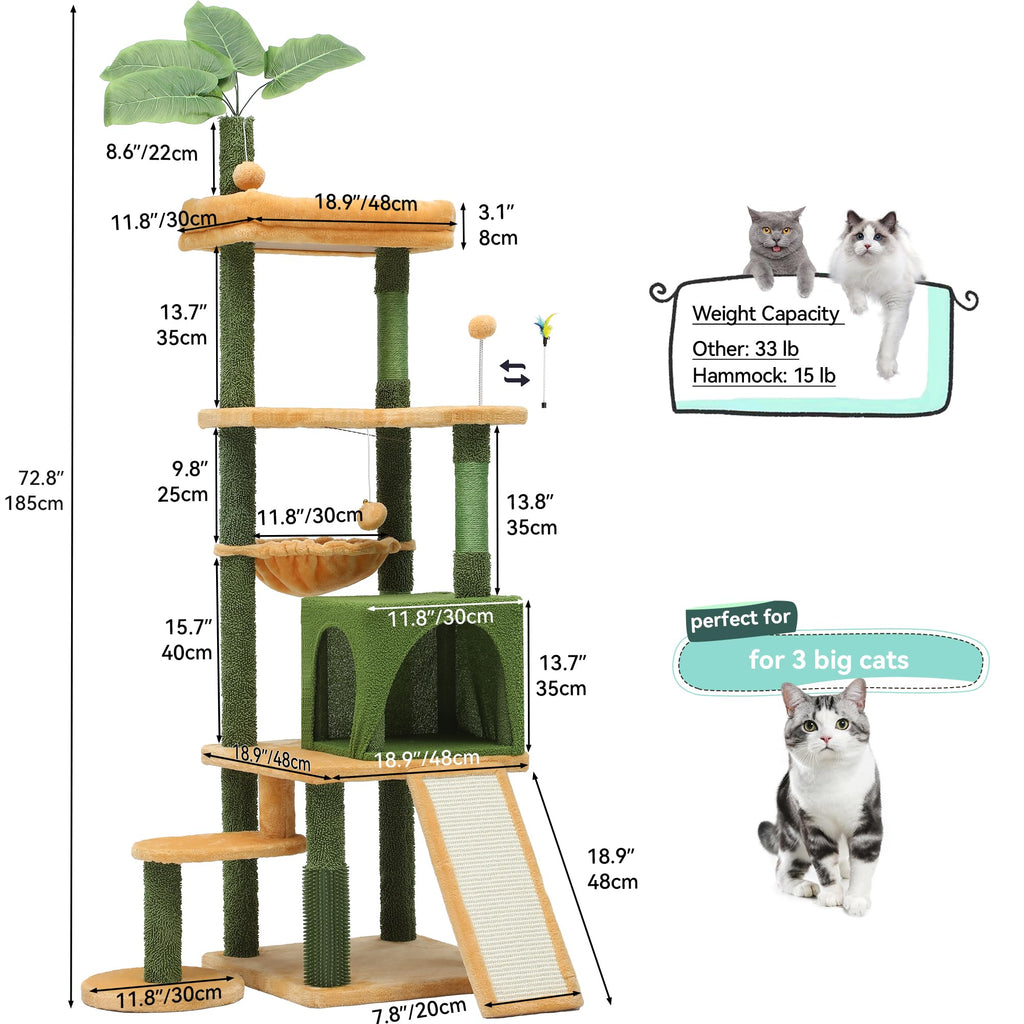 Tall Cat Tree Tower with Leaves G905
