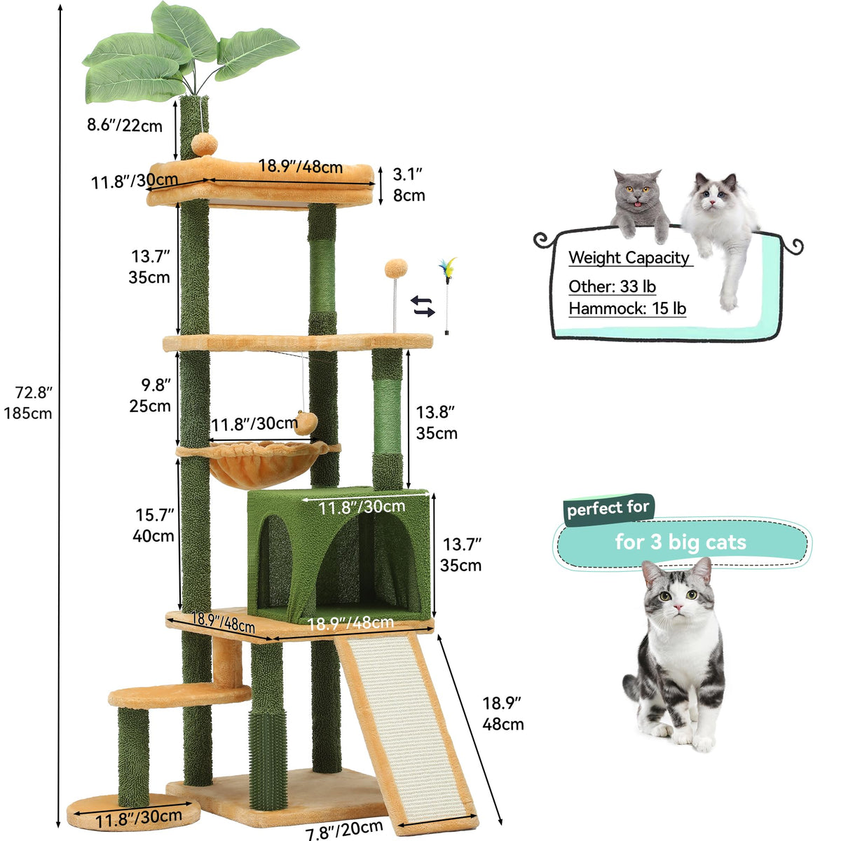 Tall Cat Tree Tower with Leaves G905
