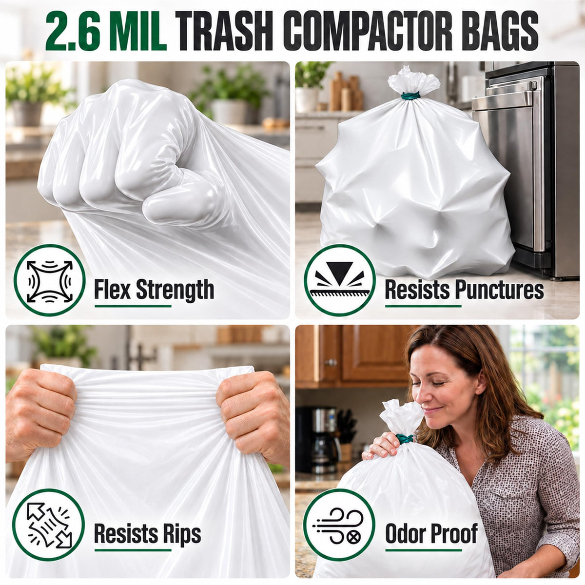 60pack 2.6 Mil 18 Gal Trash Compactor Bags H778891