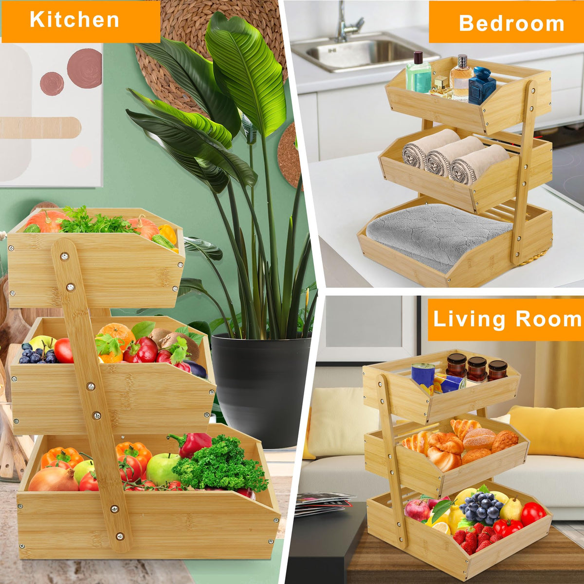 3 Tier Bamboo Fruit Basket V458574