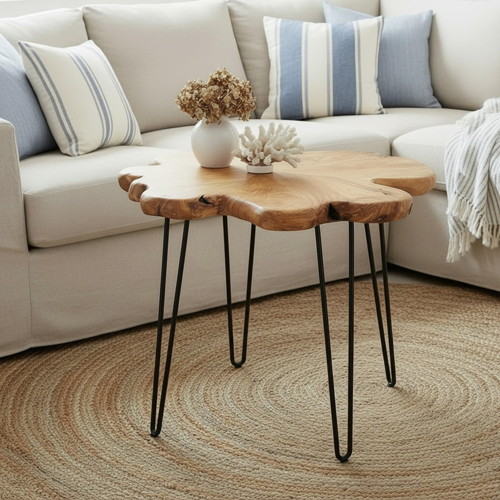 Flower-Shaped Live Edge Cedar Coffee Table R550