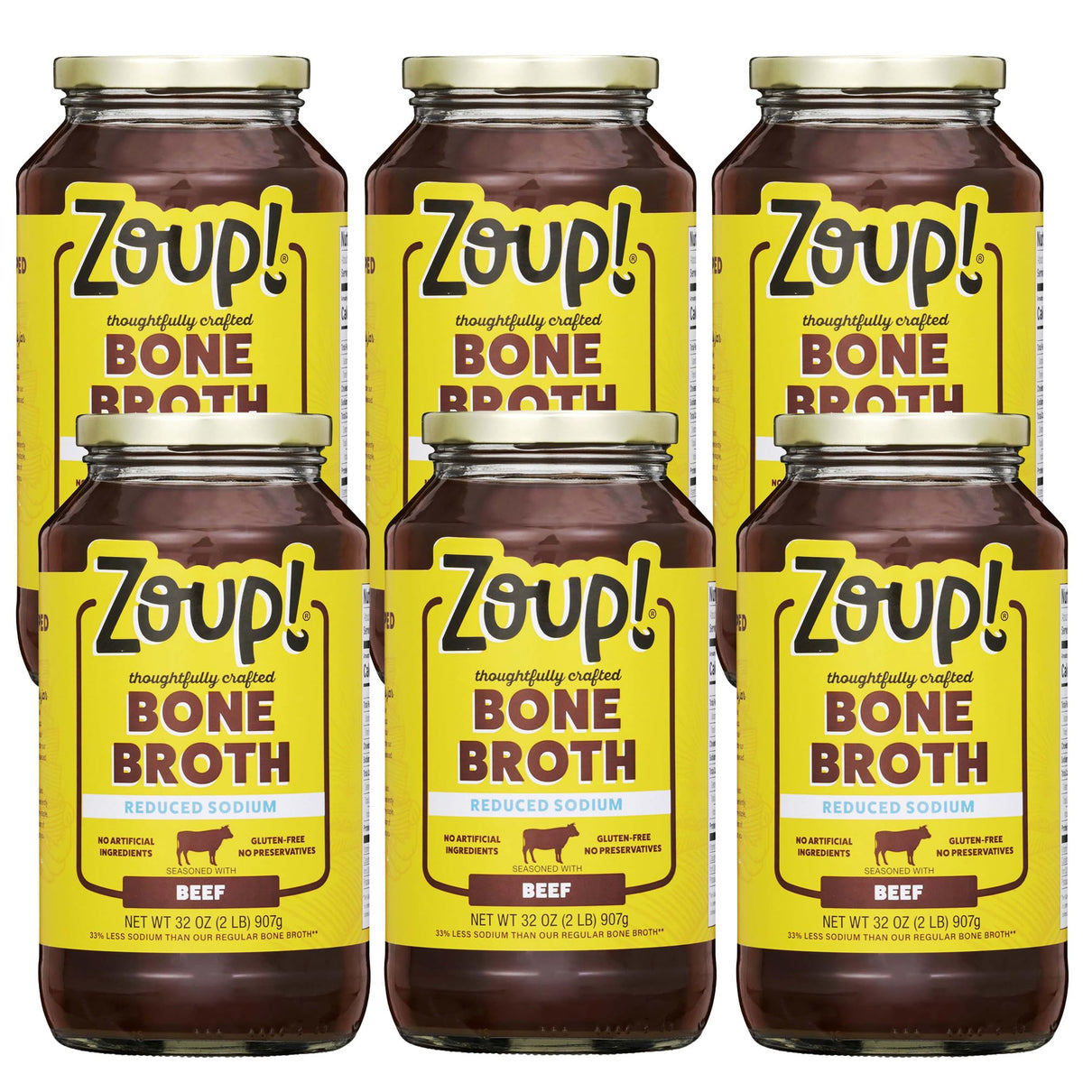 Reduced Sodium Beef Bone Broth 6 Pack 32 oz D2848