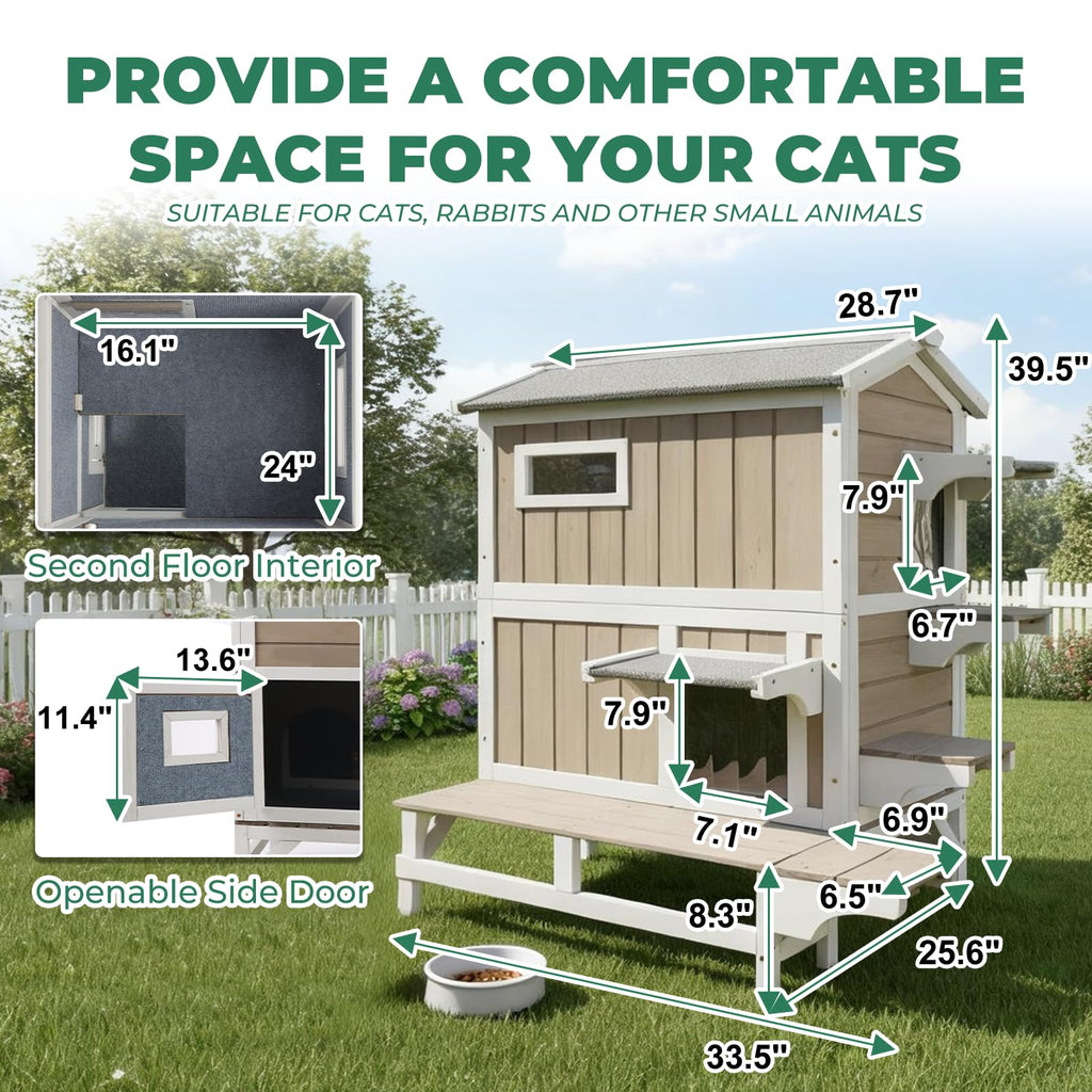 Insulated 2-Story Outdoor Cat House P14188