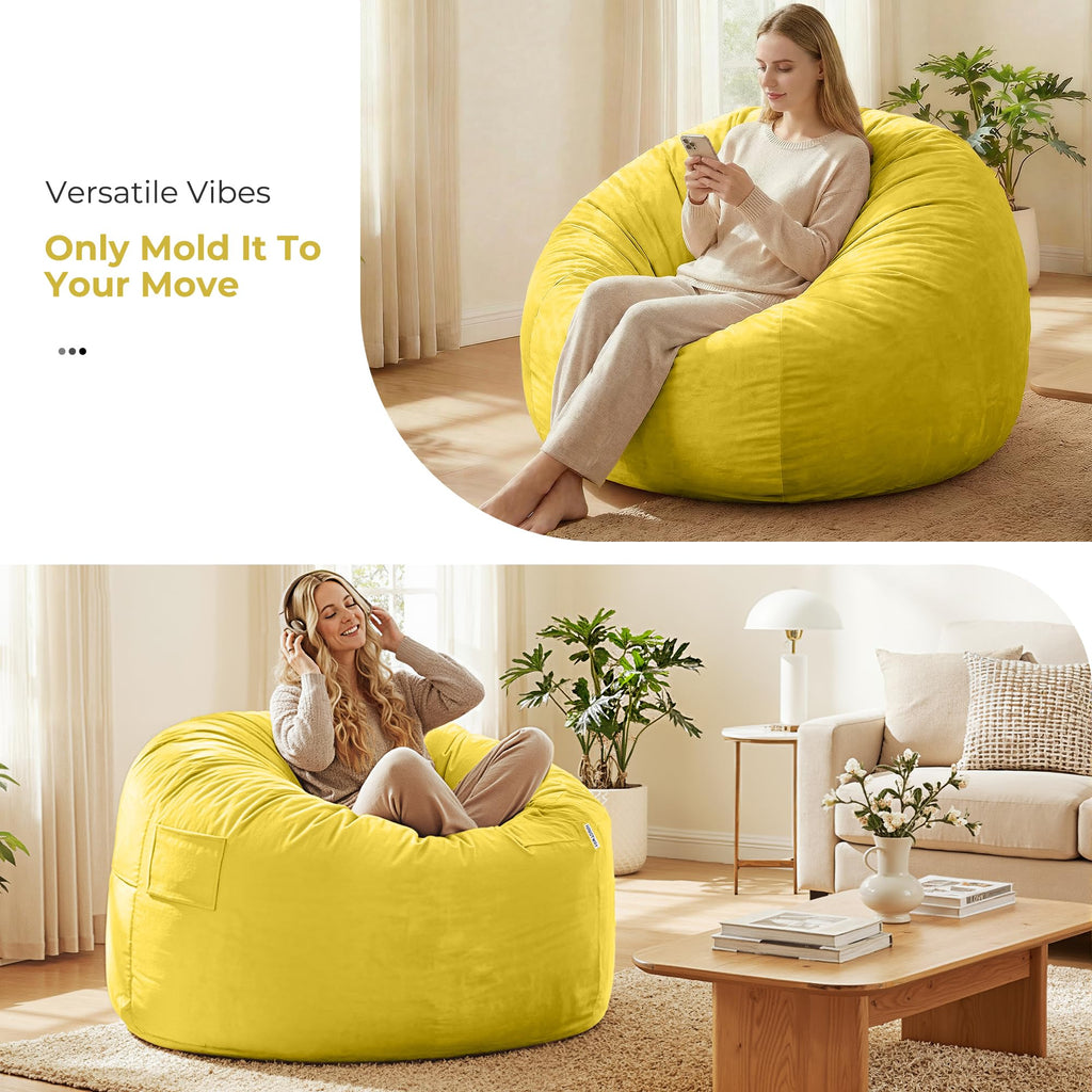 Giant 4' Memory Foam Bean Bag Chair with Microfiber Cover J64564