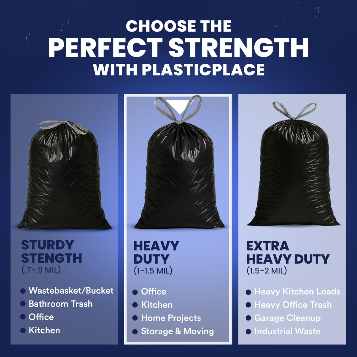 32-33 Gallon 1.2 Mil Black Drawstring Trash Bags, 100 Count J2738