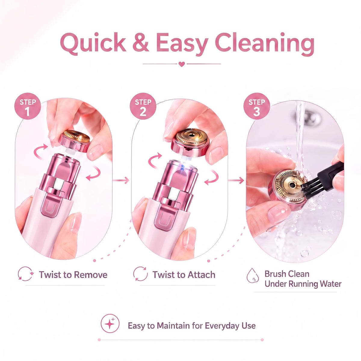 Pink USB Rechargeable Facial Hair Remover F34199