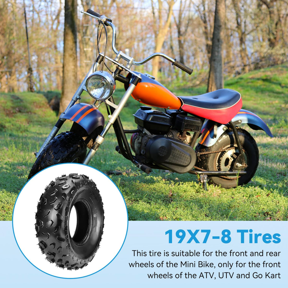 19x7-8 Mini Bike Tire Tubeless Replacement F32930