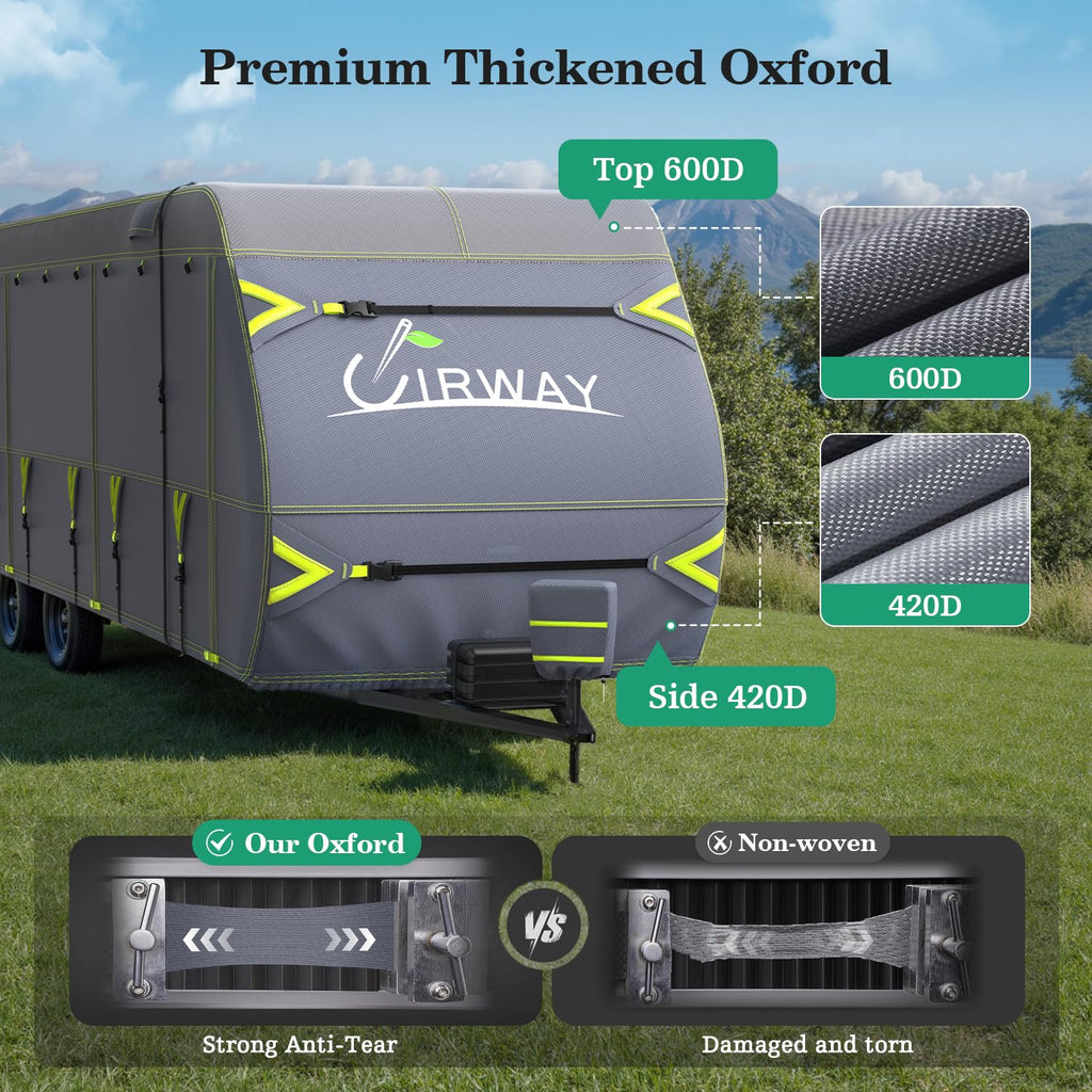 600D Oxford Waterproof Rip-Stop RV Cover 24-27ft with 4 Tire Covers X23060