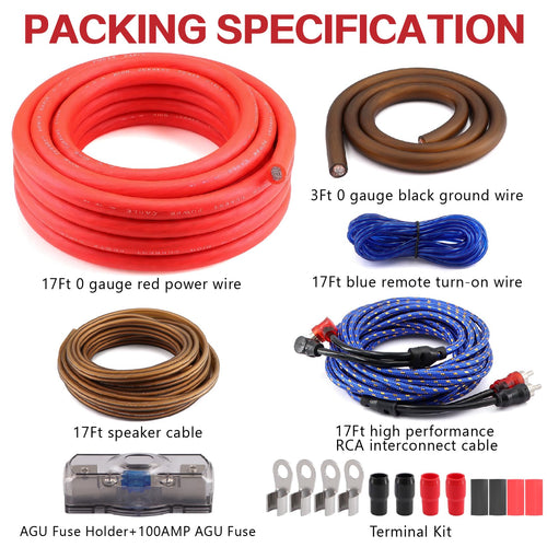 0 Gauge CCA Amplifier Wiring Kit K3077