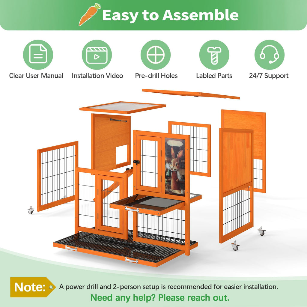 Rabbit Hutch with Wire Floor & Removable Tray E378