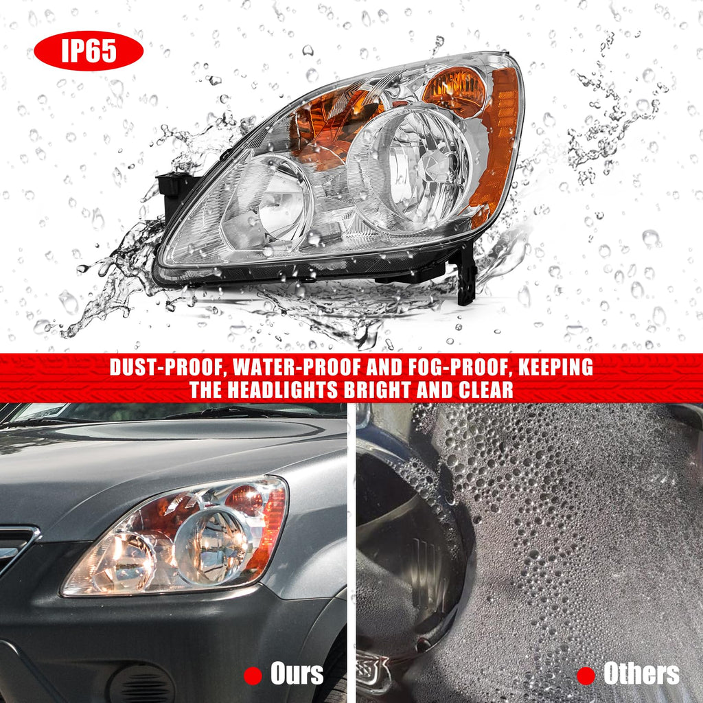 Headlight Chrome Housing Amber Reflector Replacement Pair O661683