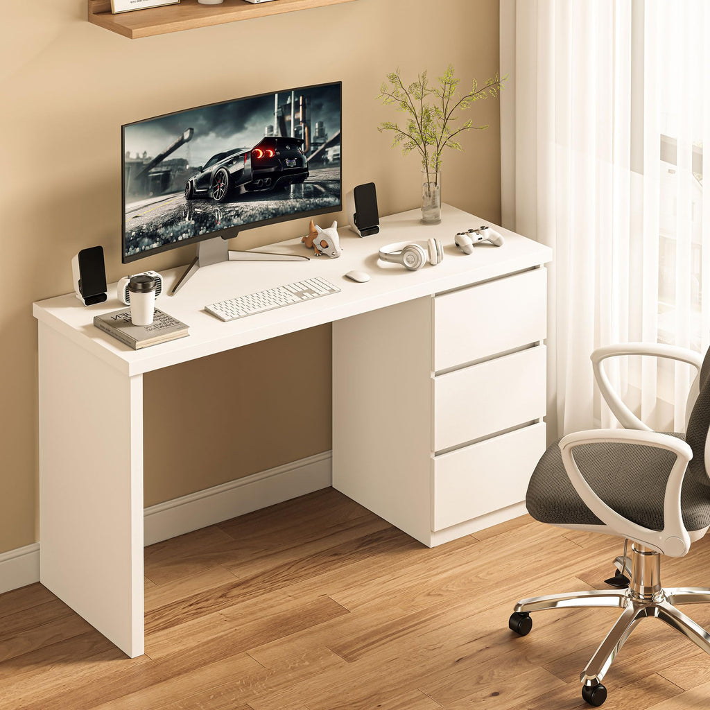 White Desk with Drawers B24356