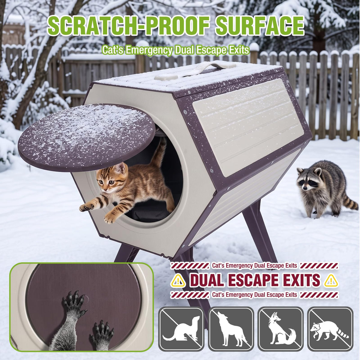 Heated Outdoor Cat House with Liner H3965