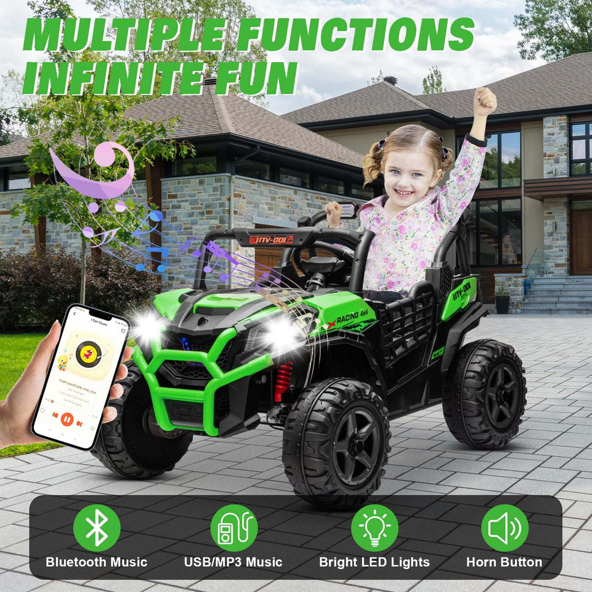 Green 2-Seater Ride On Car Truck E307532