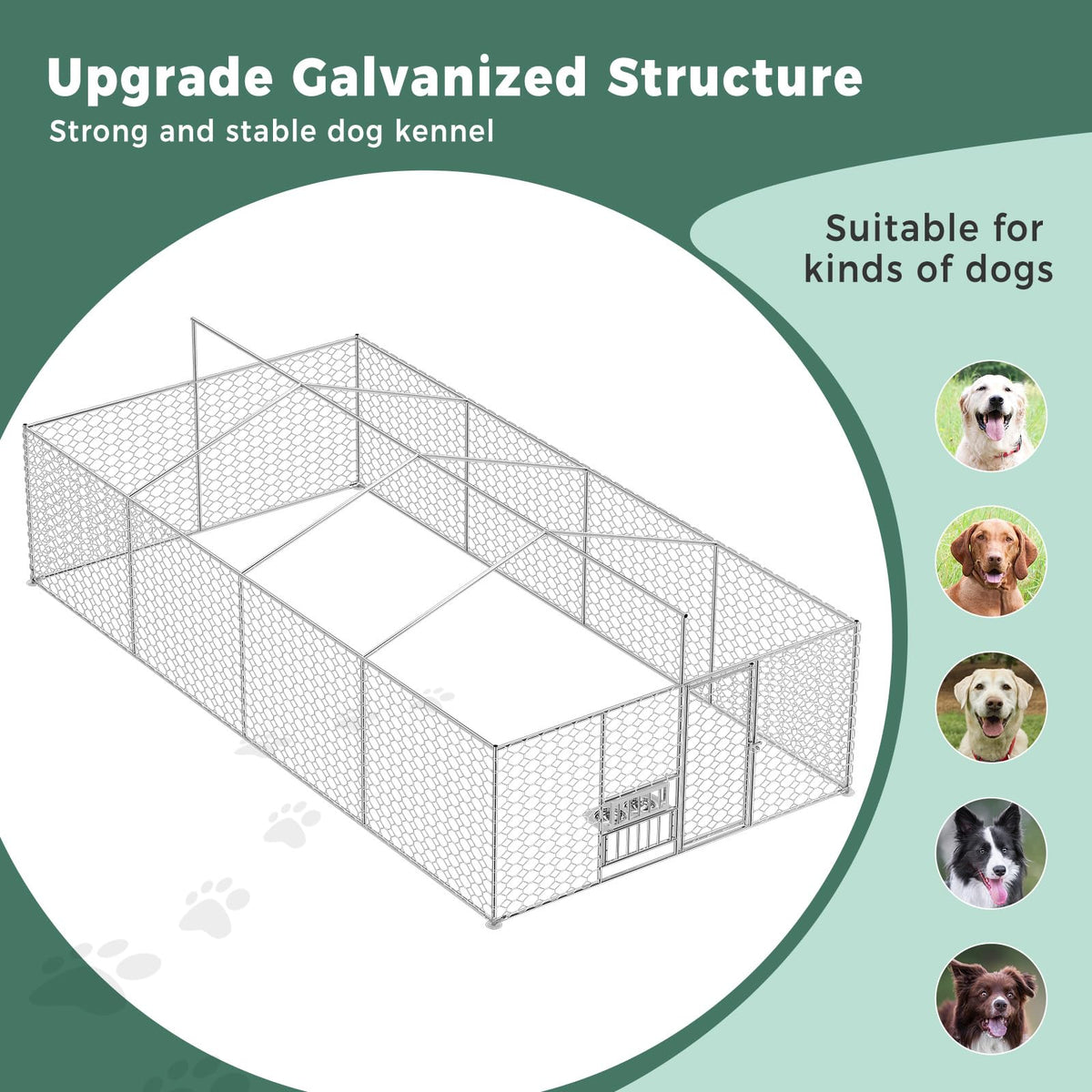 10×20FT Heavy Duty Chain Link Dog Kennel with Roof P832