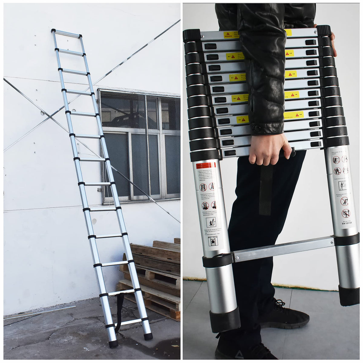 12.5FT Aluminum Telescoping Ladder 330 pounds X72706