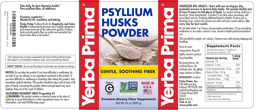 24 oz Unflavored Psyllium Husk Powder Fiber Supplement W142659