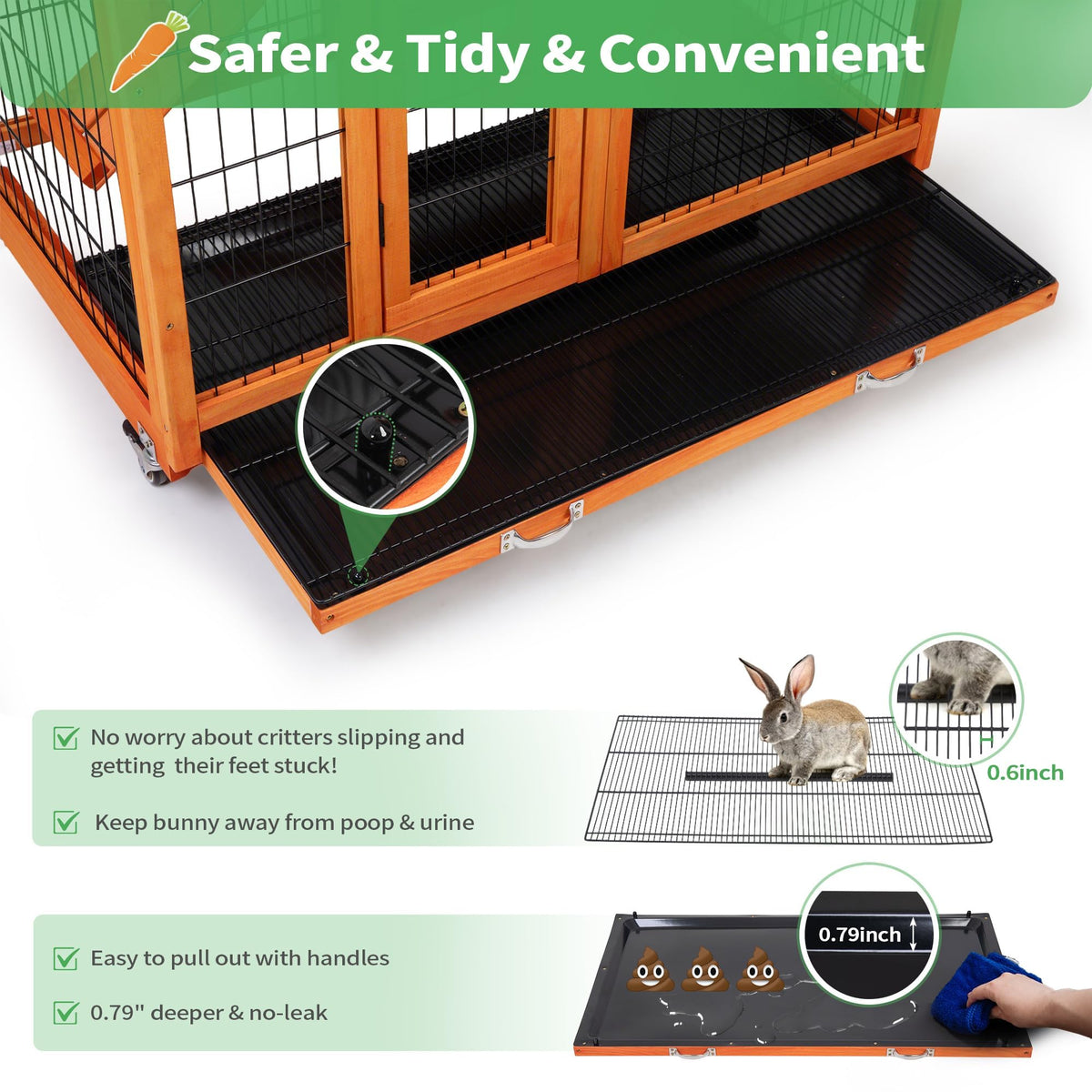 Rabbit Hutch with Wire Floor & Removable Tray E378