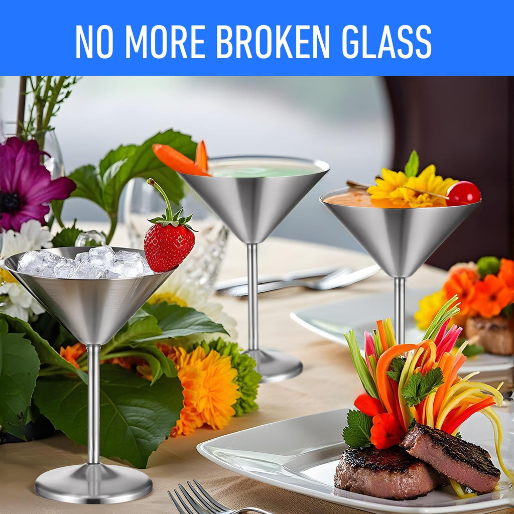 4-Pack Stainless Steel Martini Glasses 8.5oz T674