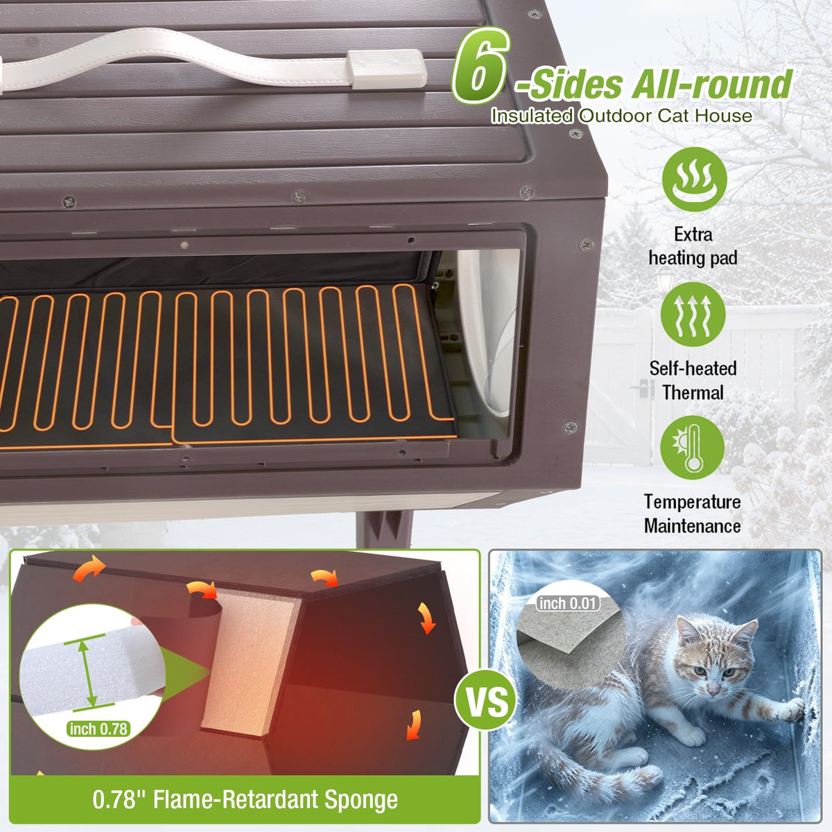 Heated Outdoor Cat House with Liner H3965