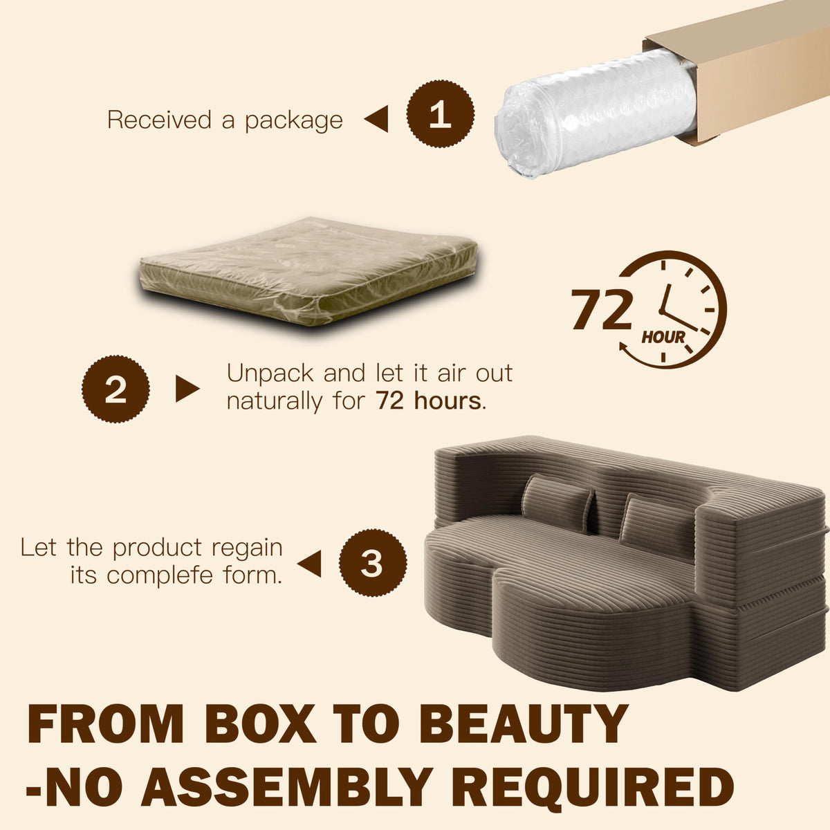 Brown Corduroy Convertible Futon Sofa Bed B3707