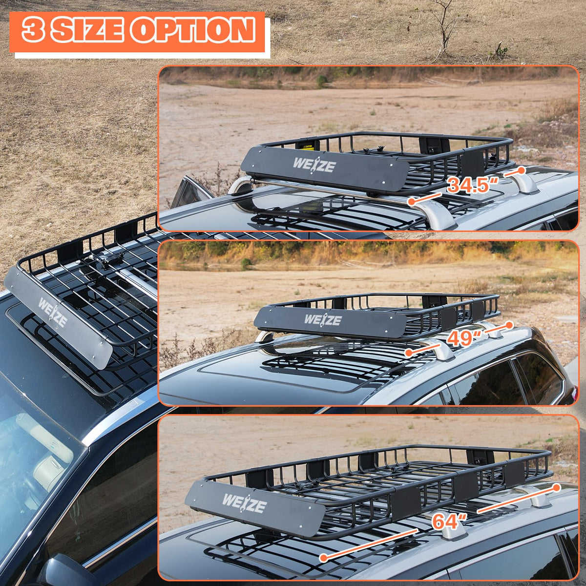 64"x 39" Steel Roof Rack Cargo Carrier with Waterproof Bag A561