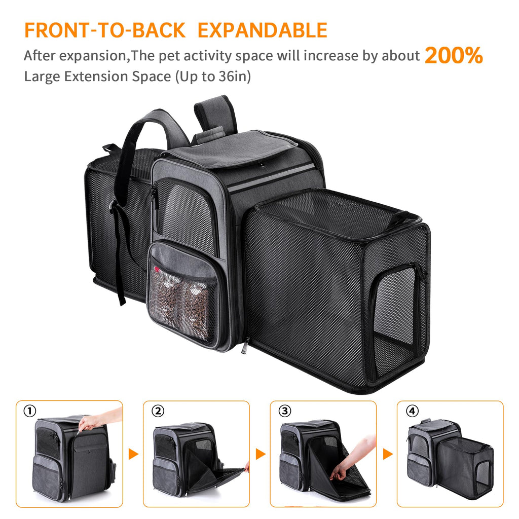Double Side Expandable Cat Backpack Carrier with Breathable Mesh O8957