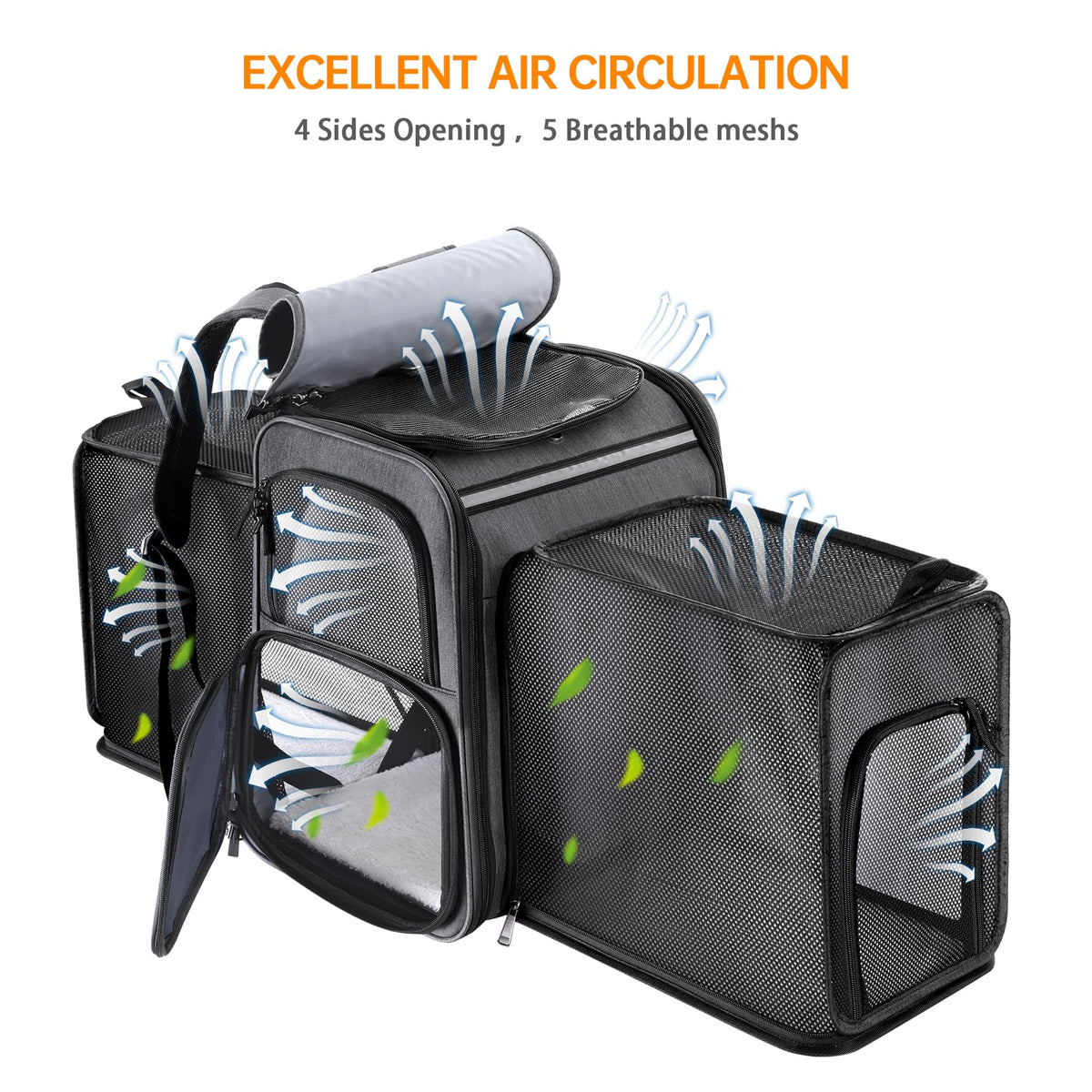 Double Side Expandable Cat Backpack Carrier with Breathable Mesh O8957