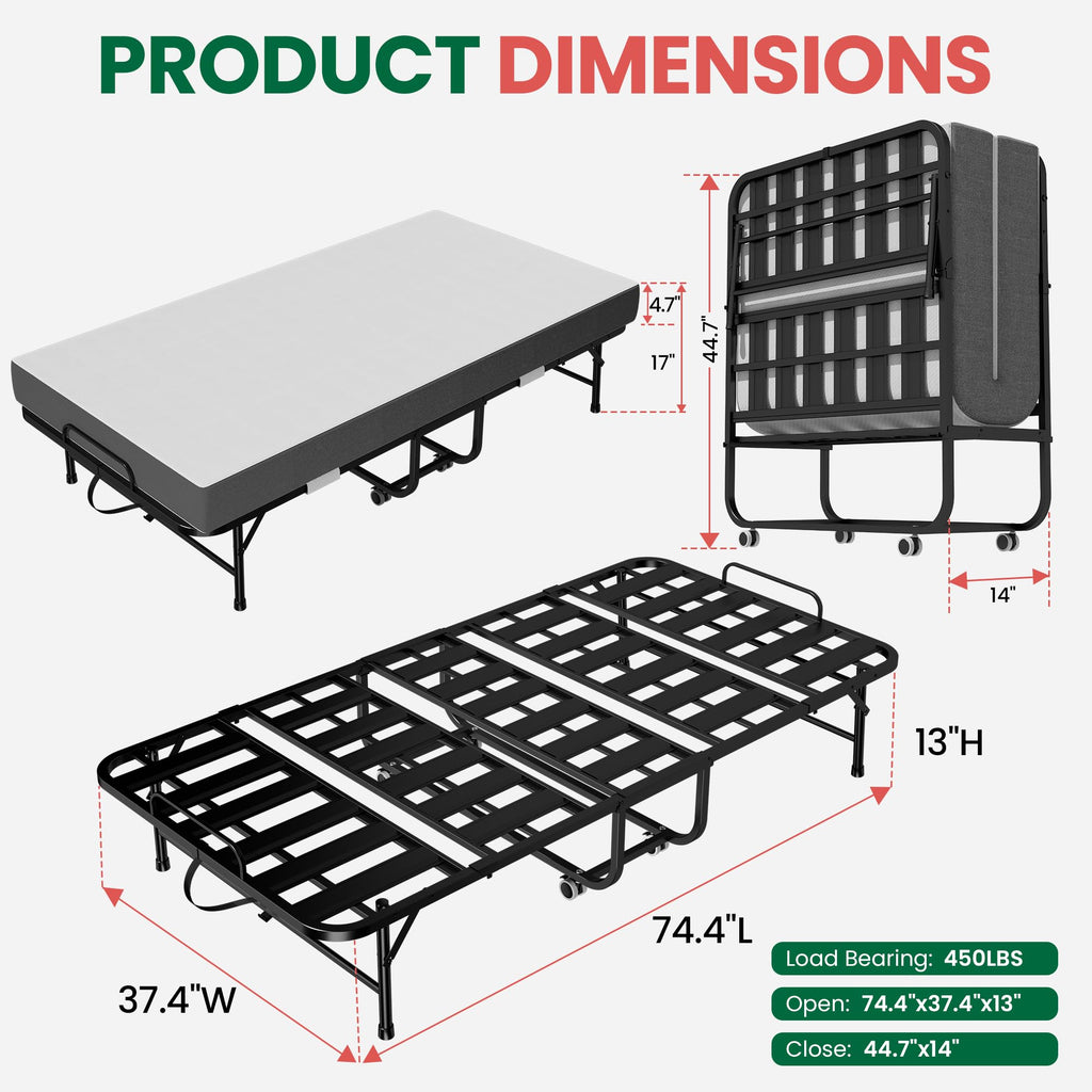 75"x38" Folding Bed with Mattress G952