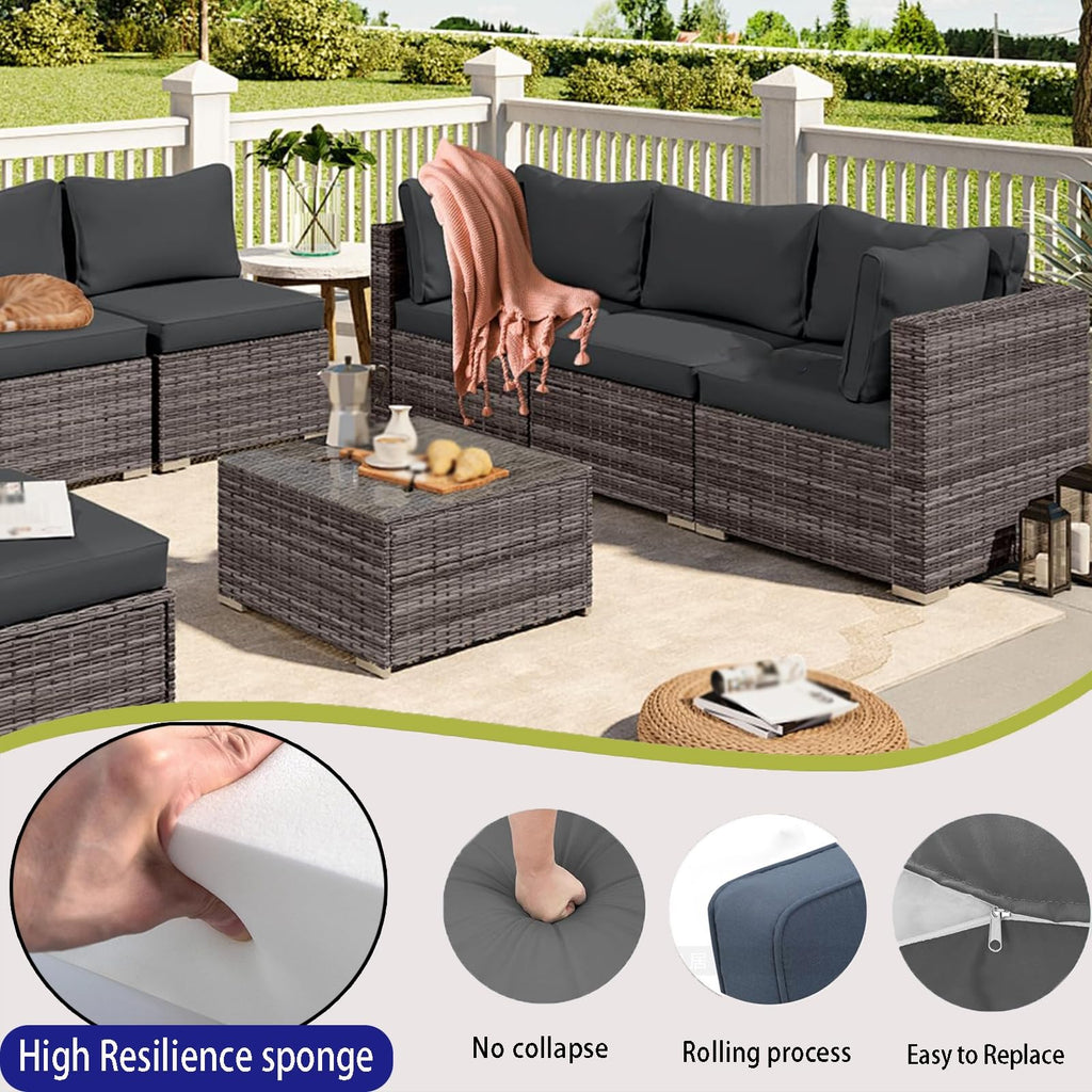 Light Blue 14-Piece Water-Repellent Outdoor Replacement Cushions Set T8098