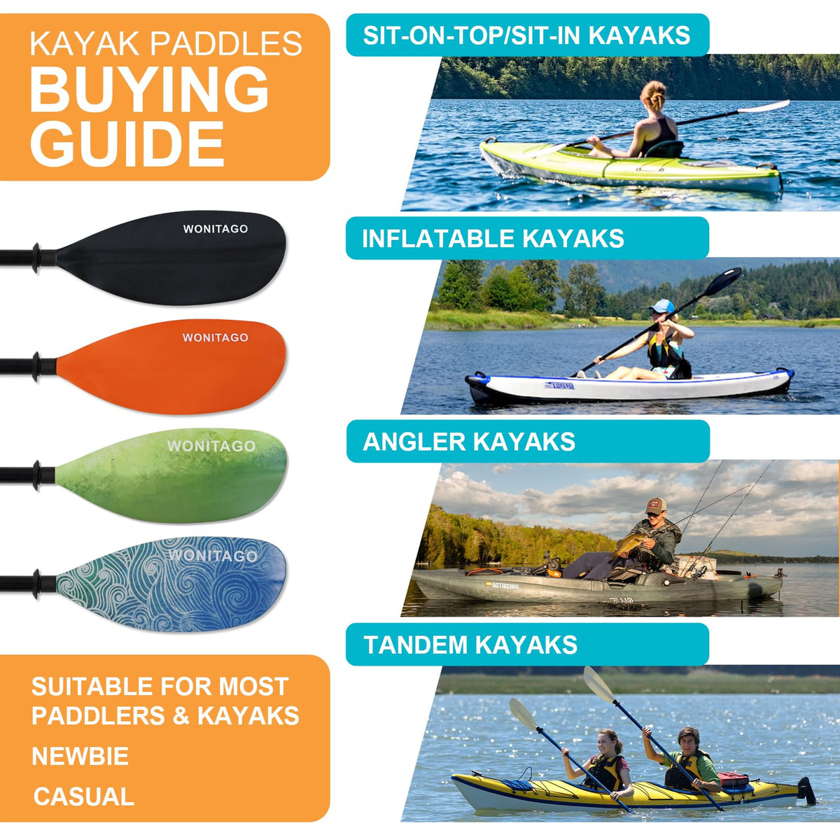 Adjustable Lightweight Kayak Paddle L572