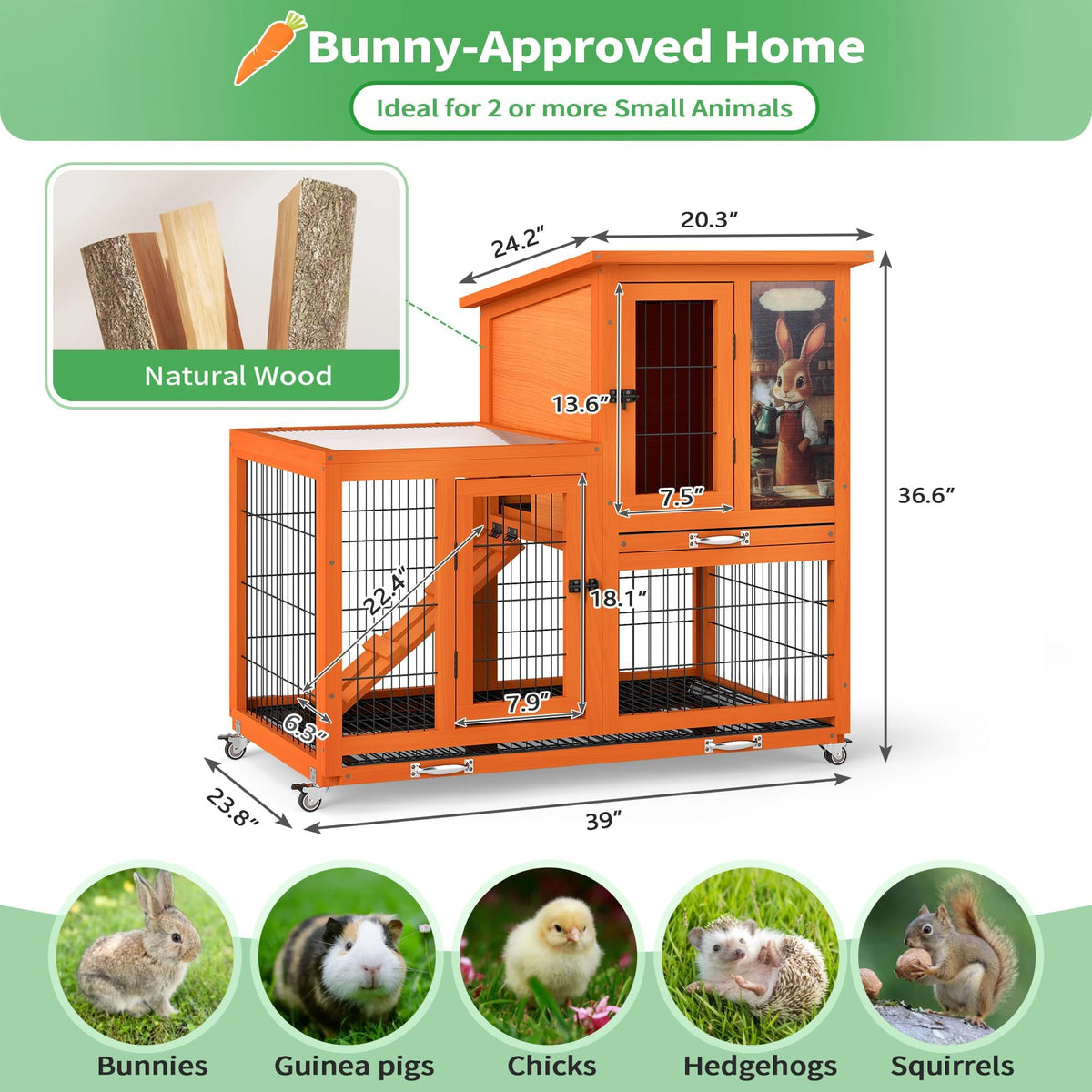 Rabbit Hutch with Wire Floor & Removable Tray E378