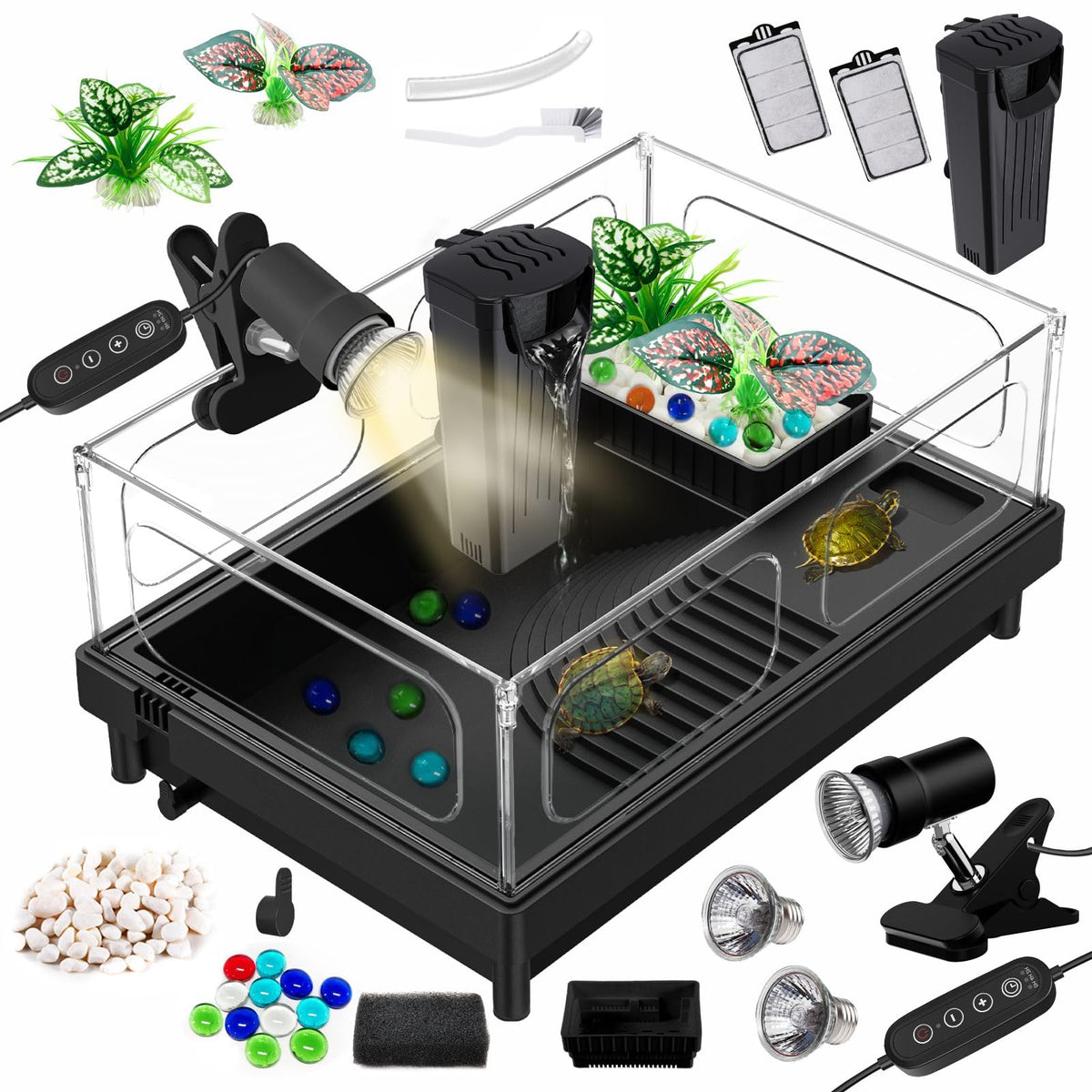 Small Turtle Tank Kit with Adjustable Lamp and Filter H20945