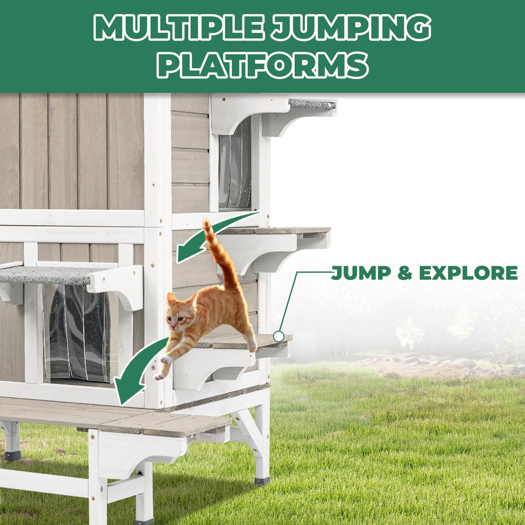 Insulated 2-Story Outdoor Cat House P14188