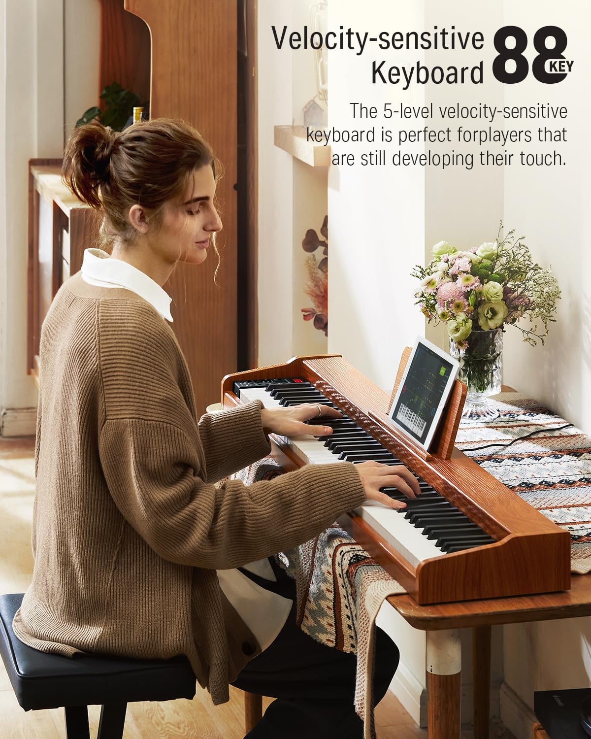 88 Keys Digital Piano with Stand and Sustain Pedal O75344