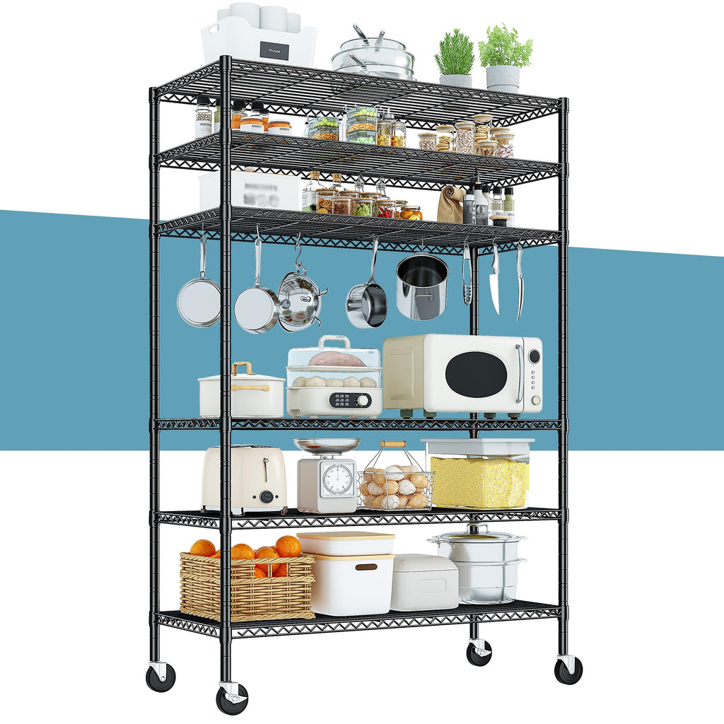 82" 6-Tier Adjustable Storage Shelves with Wheels S373411