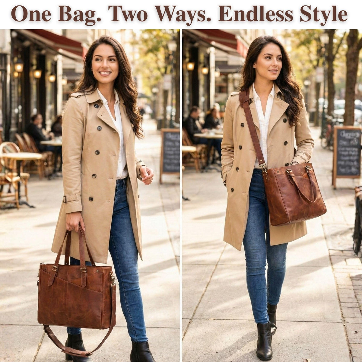 17-inch Large Brown Genuine Leather Laptop Bag X779