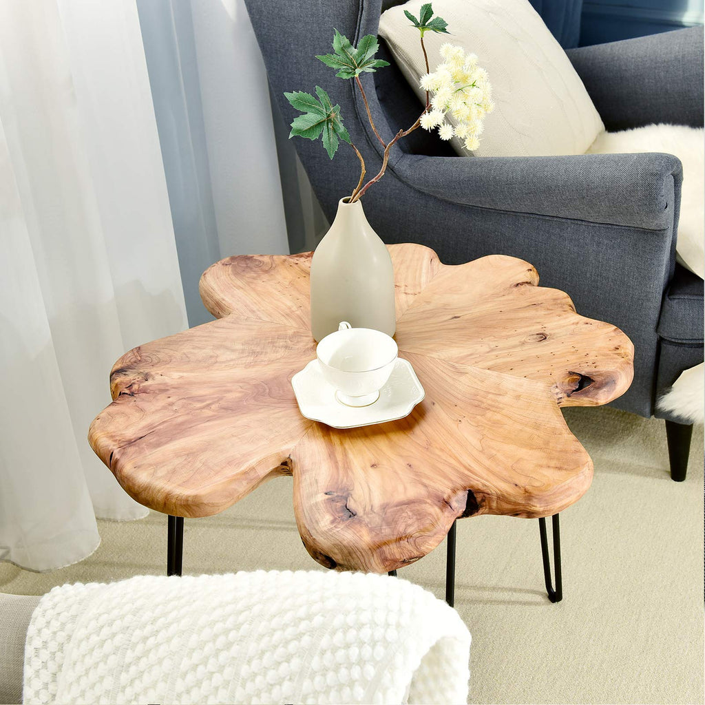 Flower-Shaped Live Edge Cedar Coffee Table R550