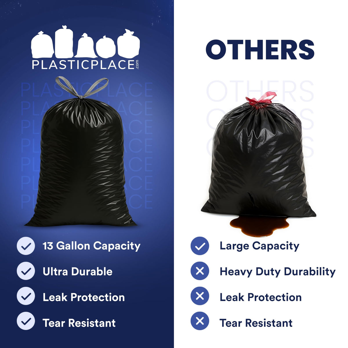 32-33 Gallon 1.2 Mil Black Drawstring Trash Bags, 100 Count J2738