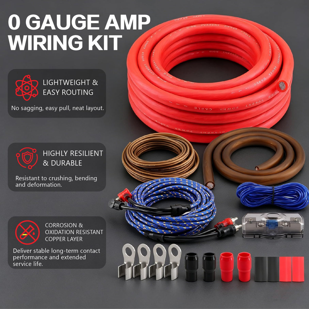 0 Gauge CCA Amplifier Wiring Kit K3077