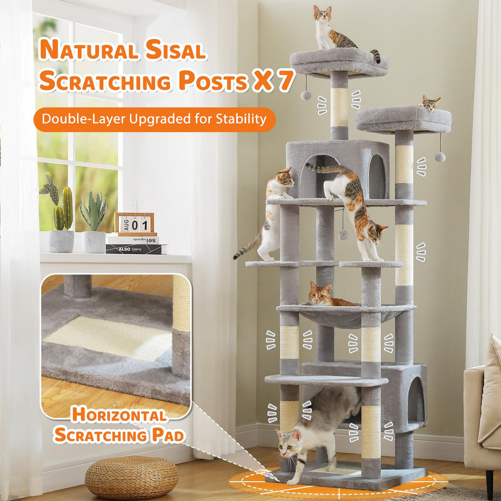 72" Cat Tree with Hammock & Condos Q758368